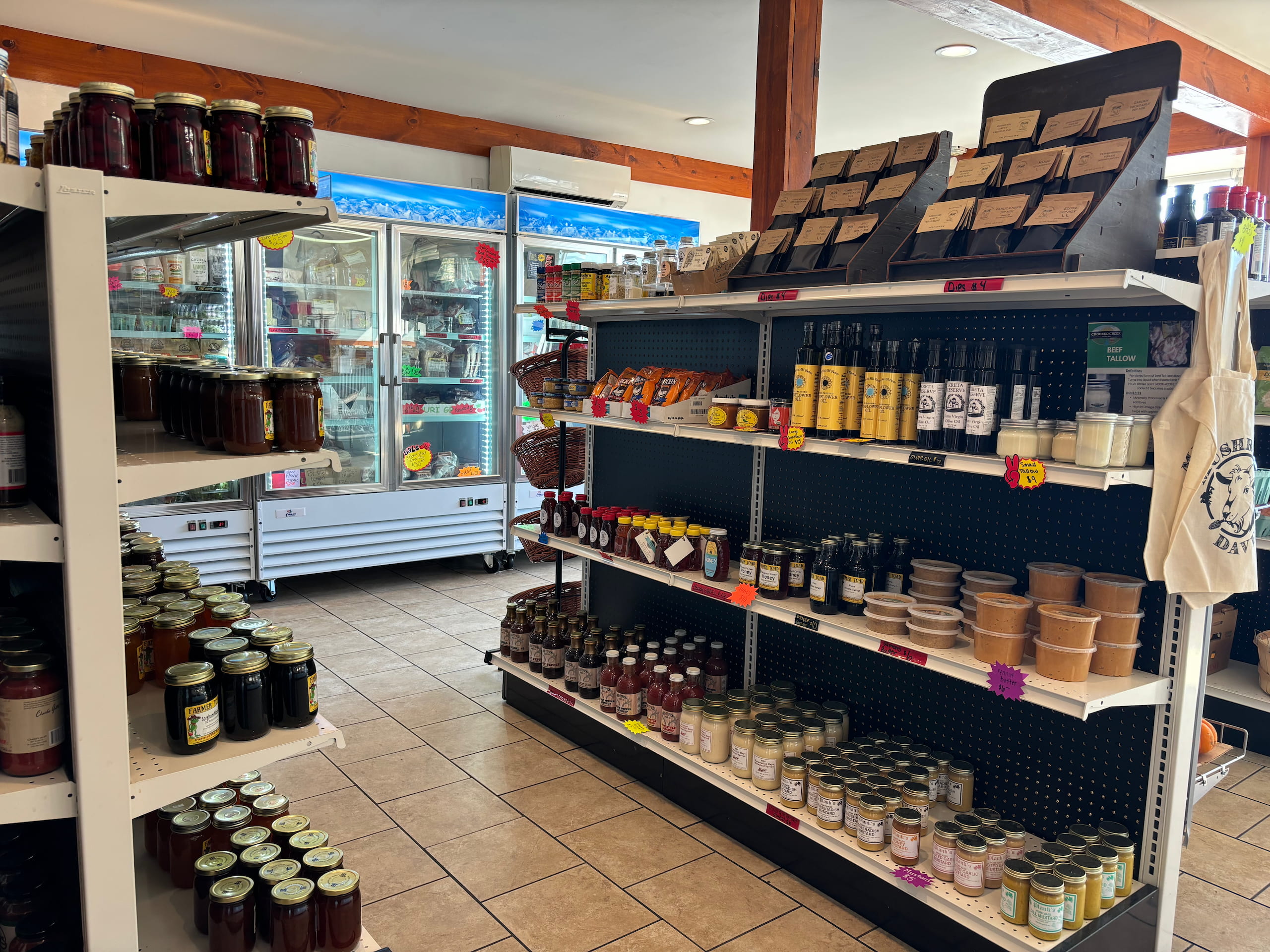 Food on the Shelves at Mushroom Dave's Place